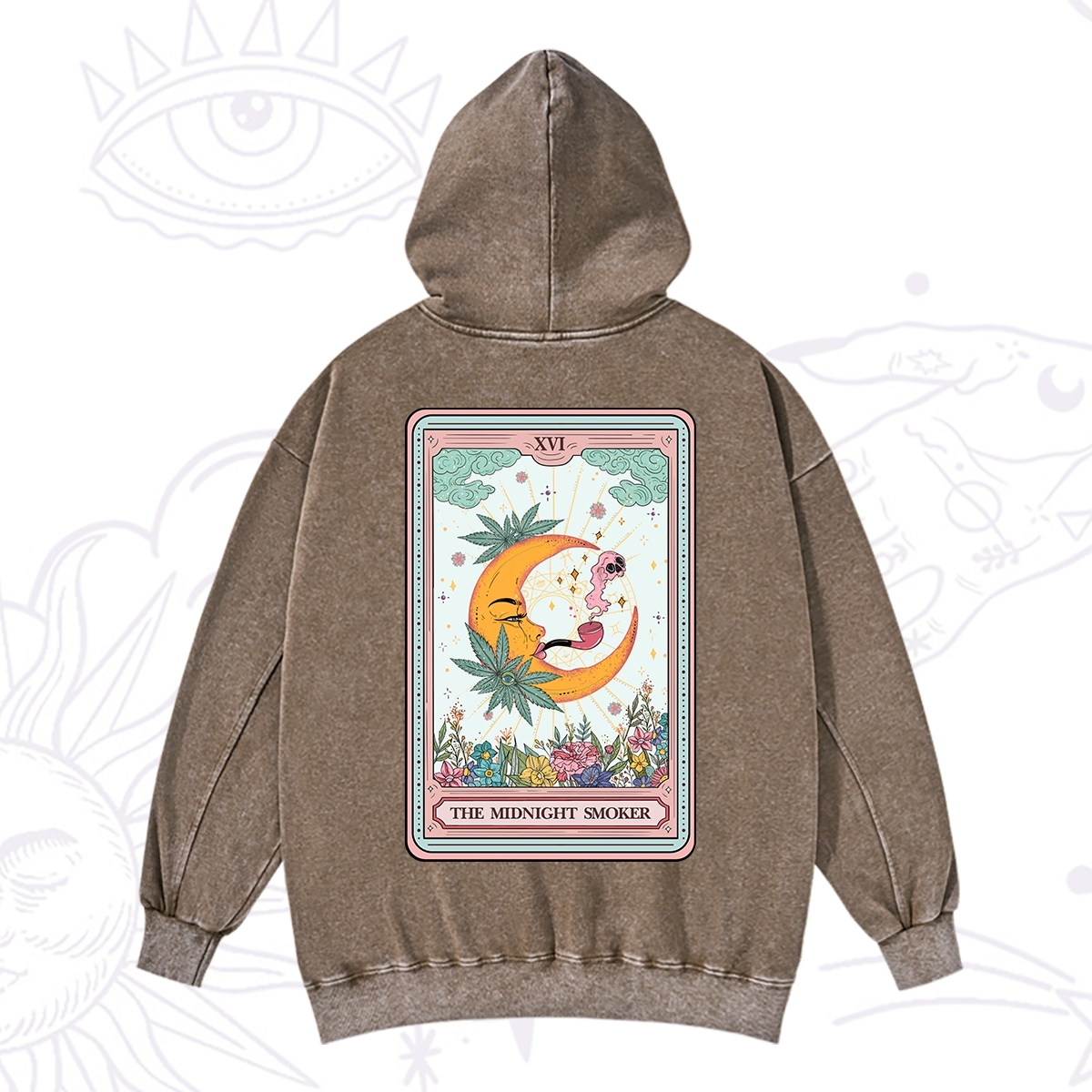 Purplehecate The Midnight Smoker Tarot Washed Hoodie