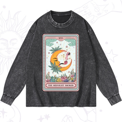 Purplehecate The Midnight Smoker Tarot Washed Long Sleeve Shirt