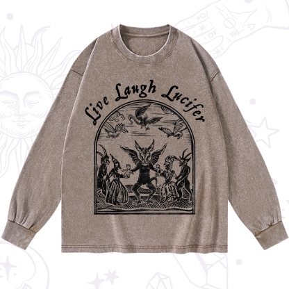 Purplehecate Live Laugh Lucifer Washed Long Sleeve Shirt