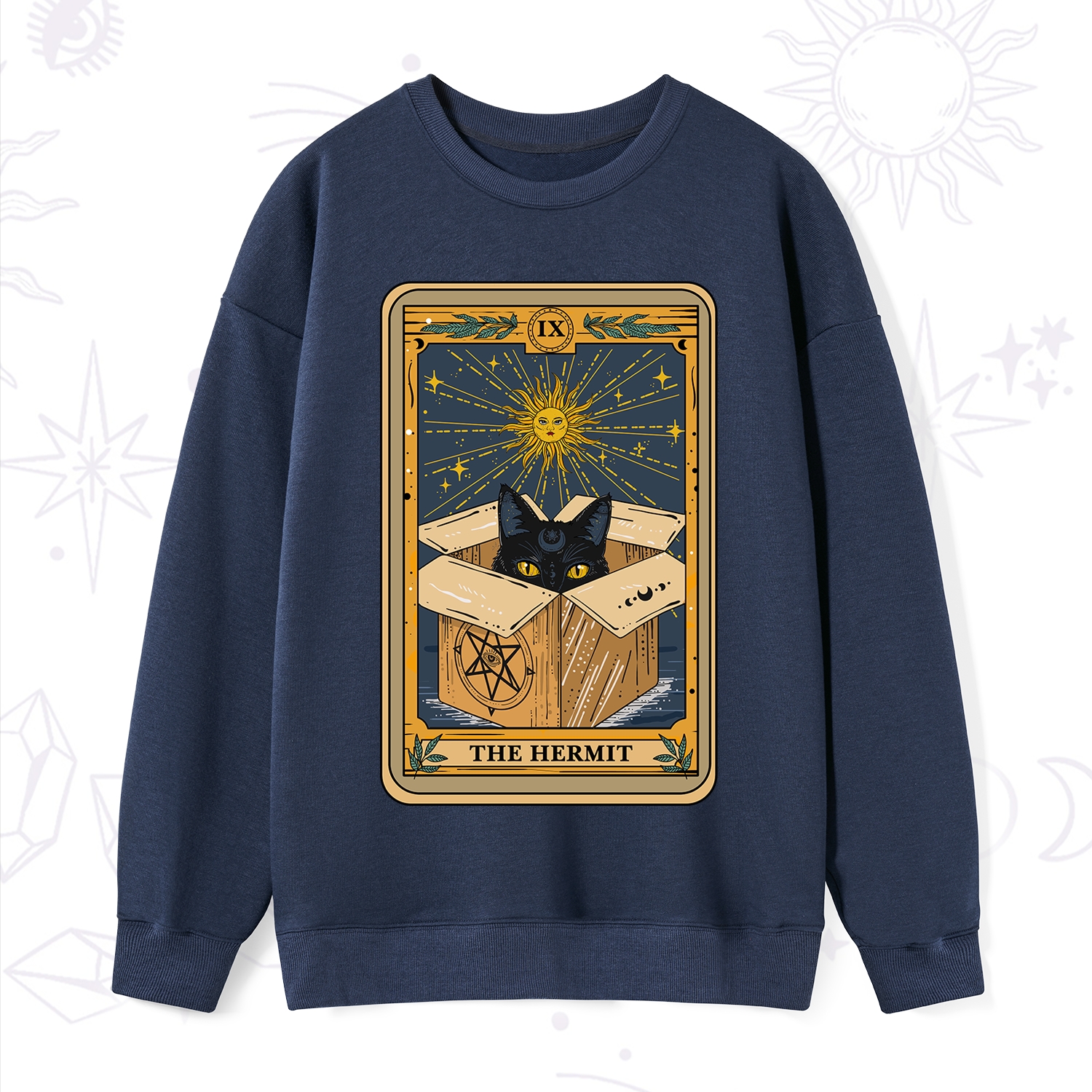 Purplehecate The Hermit Cat Tarot Card Sweatshirt