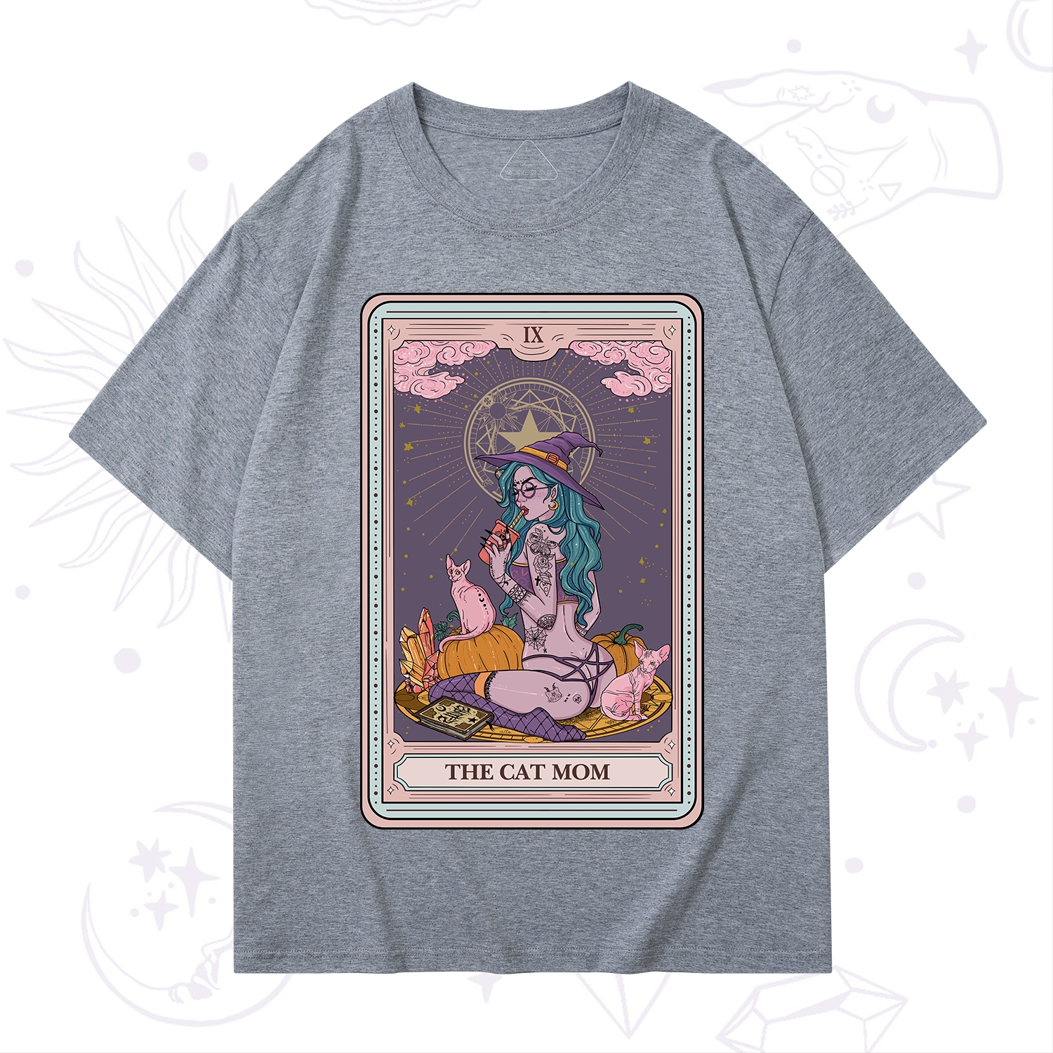 Purplehecate The Mystical Cat Mom Tarot Card T-Shirt