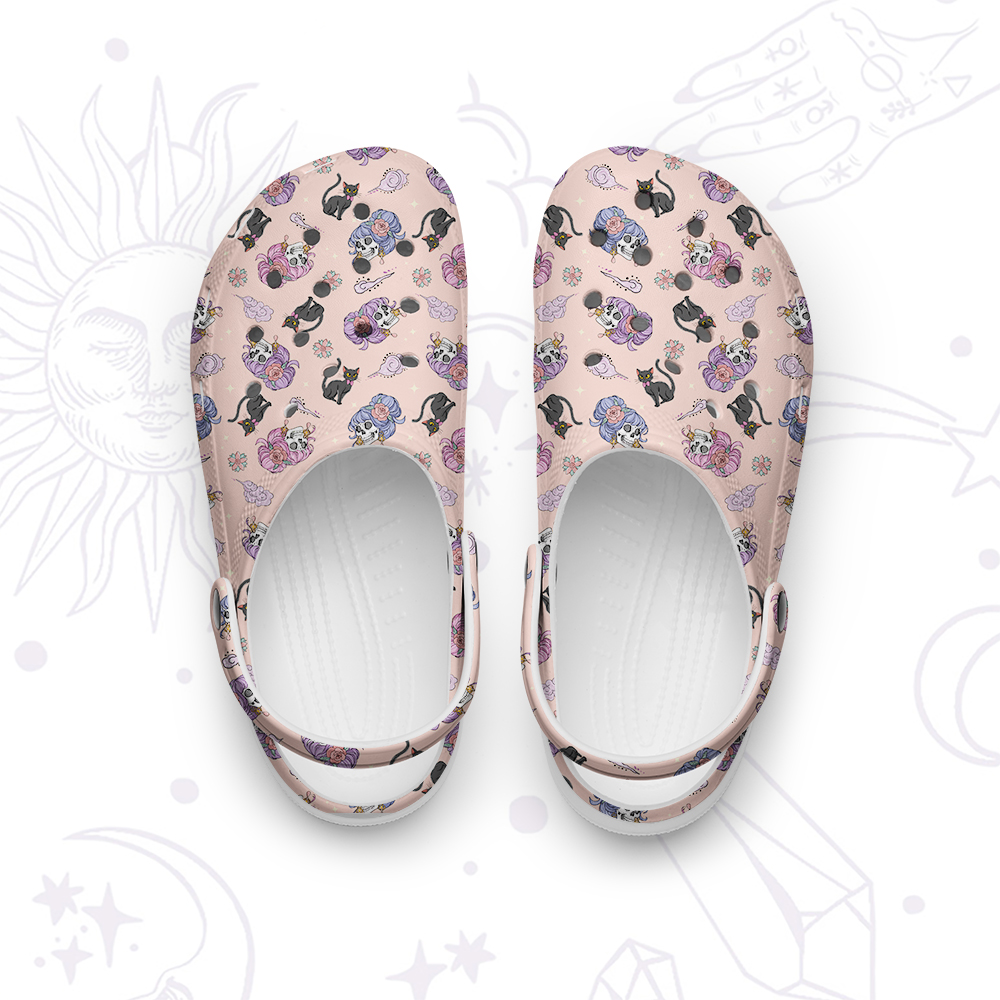 Purplehecate Magical Cat Skeleton Mom Rubber Clogs