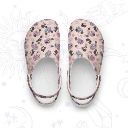 Purplehecate Magical Cat Skeleton Mom Rubber Clogs