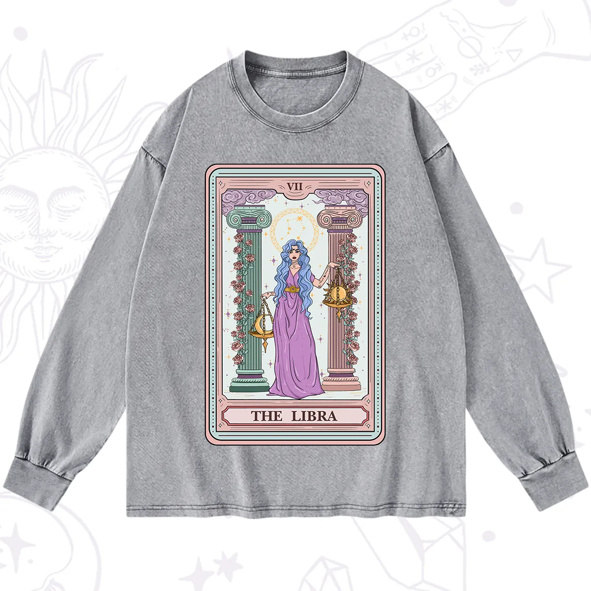 Purplehecate The Libra Goddess Tarot Washed Long Sleeve Shirt
