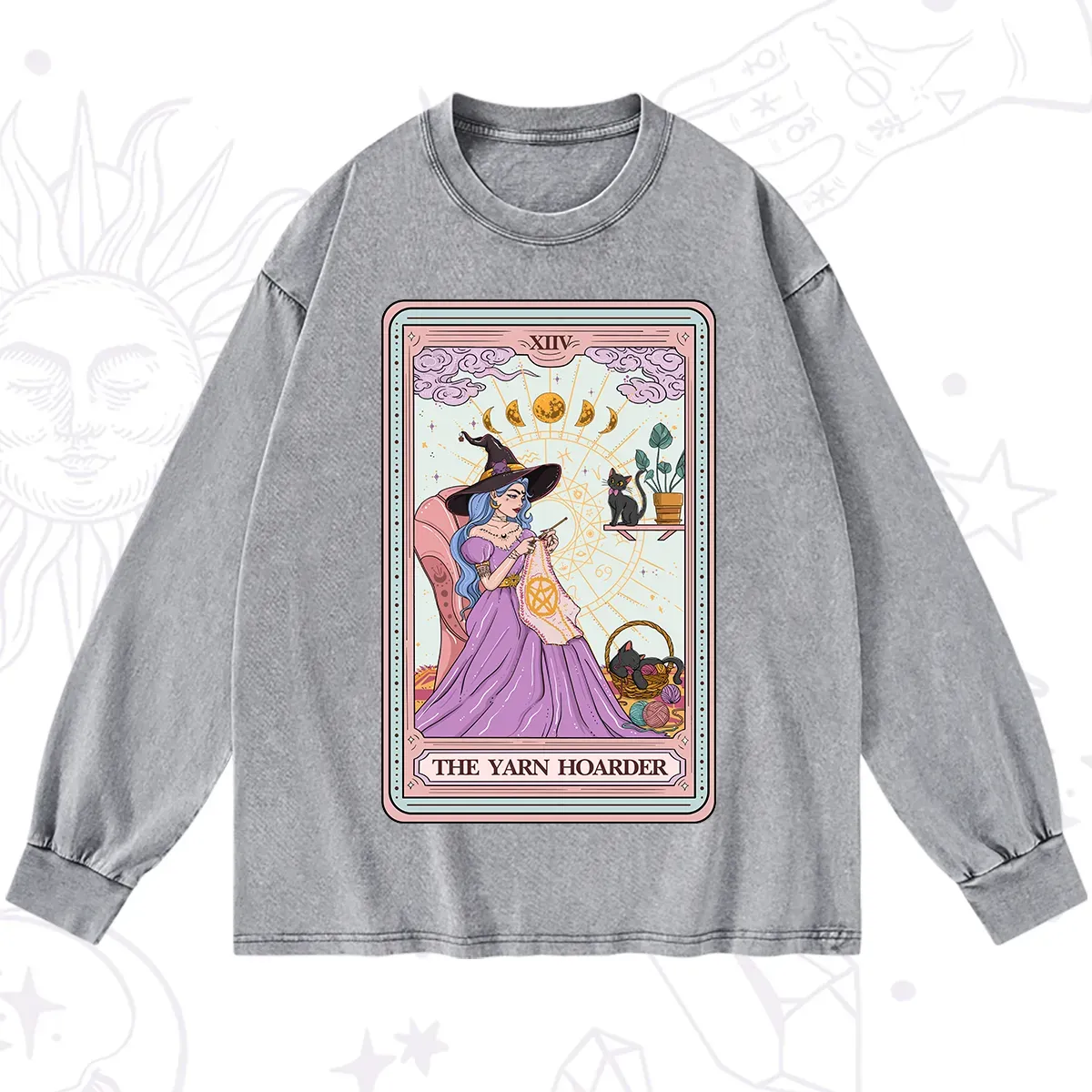 Purplehecate The Yarn Hoarder Tarot Washed Long Sleeve Shirt