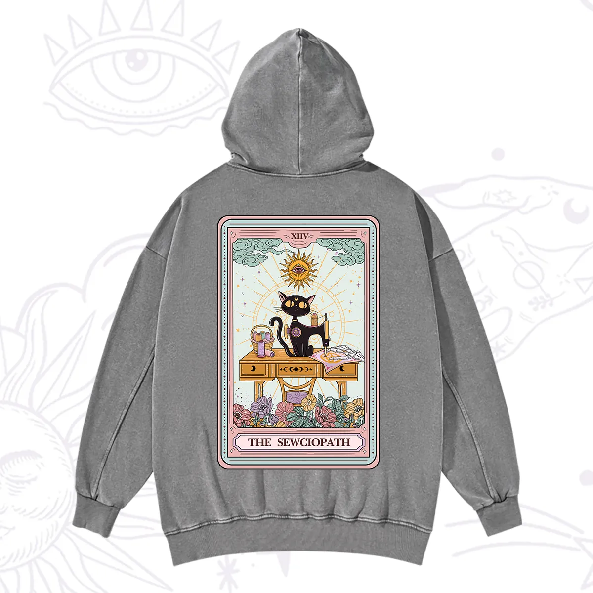 Purplehecate The Sewciopath Tarot Card Washed Hoodie