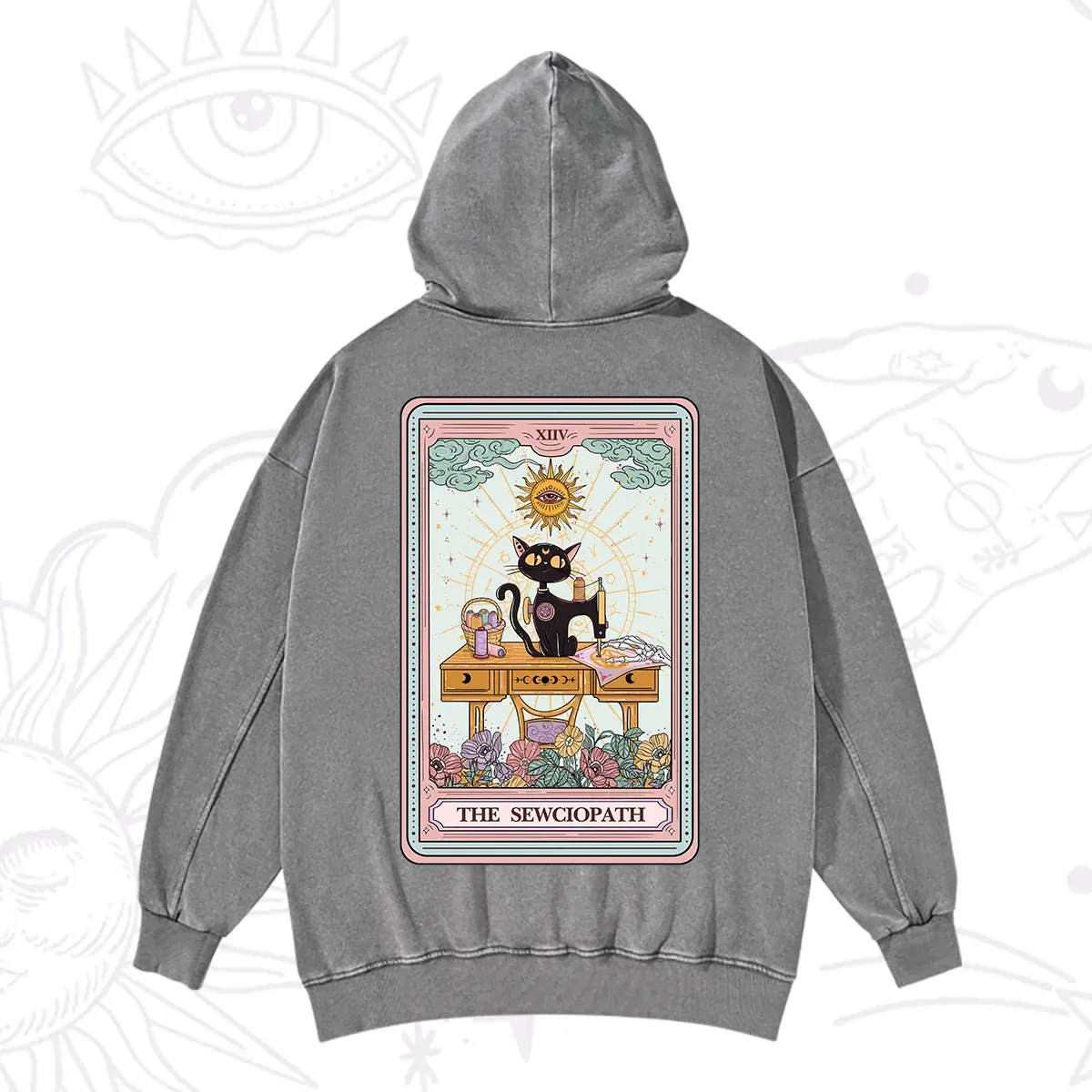 Purplehecate The Sewciopath Tarot Card Washed Hoodie