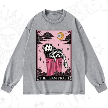 Purplehecate The Team Trash Raccoon & Possum Tarot Washed Long Sleeve Shirt