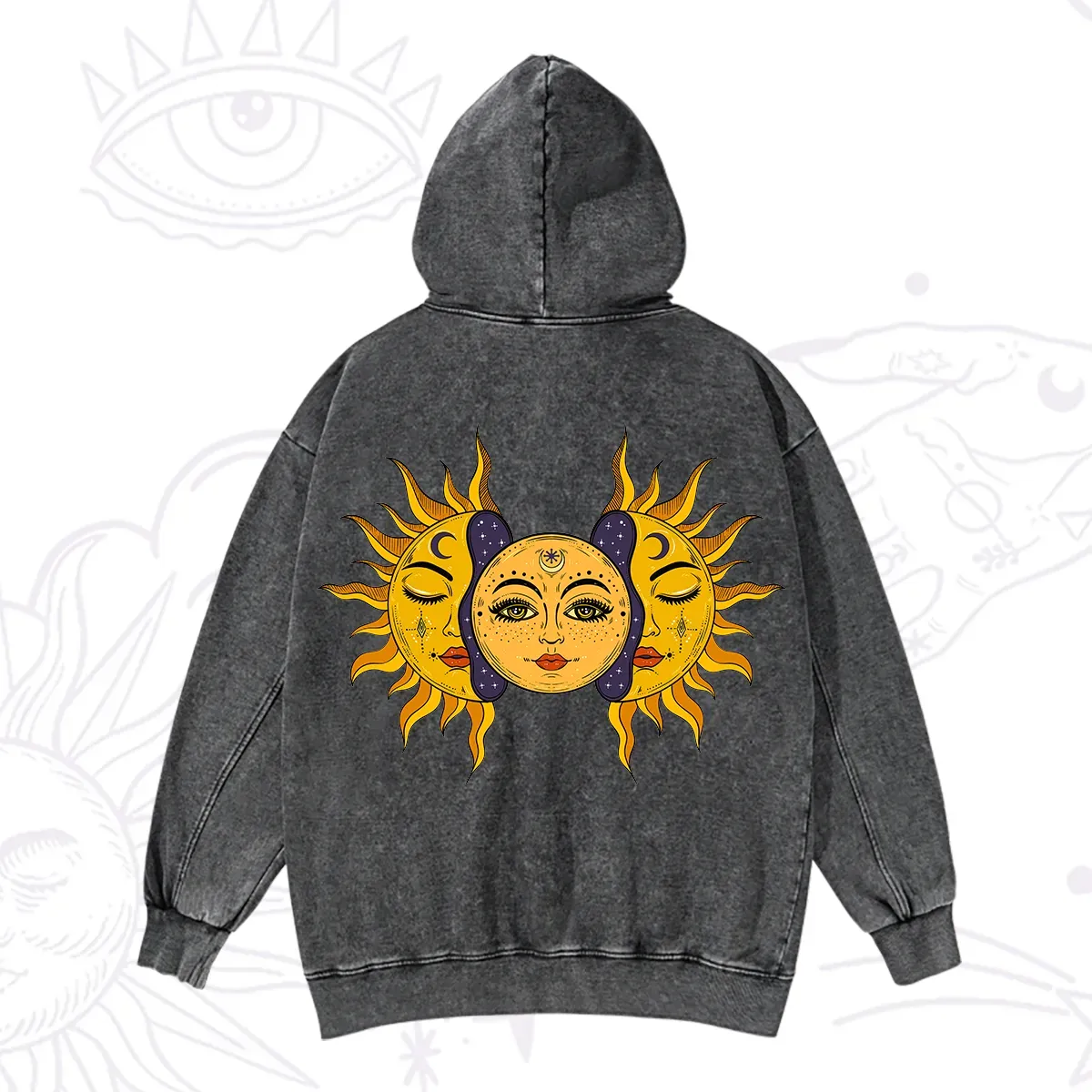 Purplehecate Celestial Twin Suns Washed Hoodie