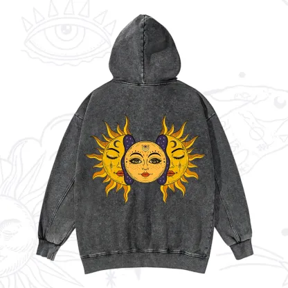 Purplehecate Celestial Twin Suns Washed Hoodie