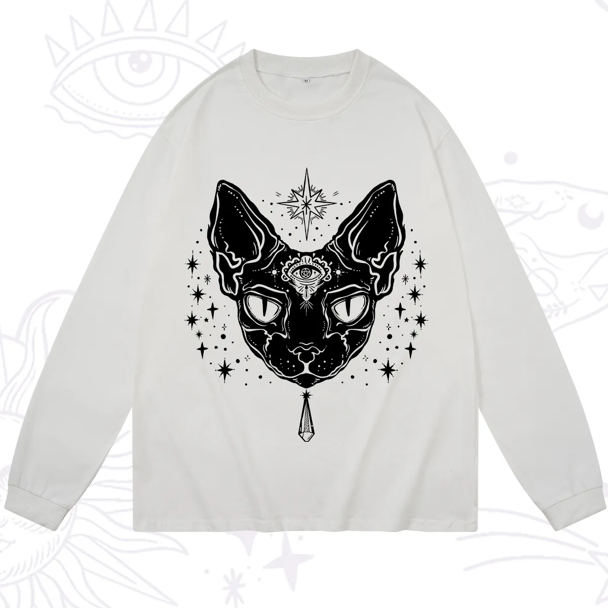 Purplehecate Three Eyed Sphynx Cat Long Sleeve T-Shirt