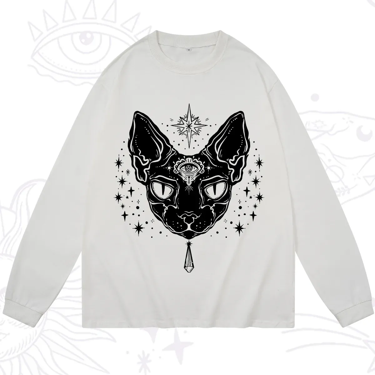 Purplehecate Three Eyed Sphynx Cat Long Sleeve T-Shirt