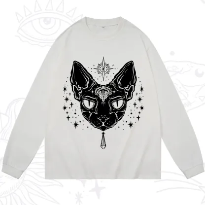 Purplehecate Three Eyed Sphynx Cat Long Sleeve T-Shirt