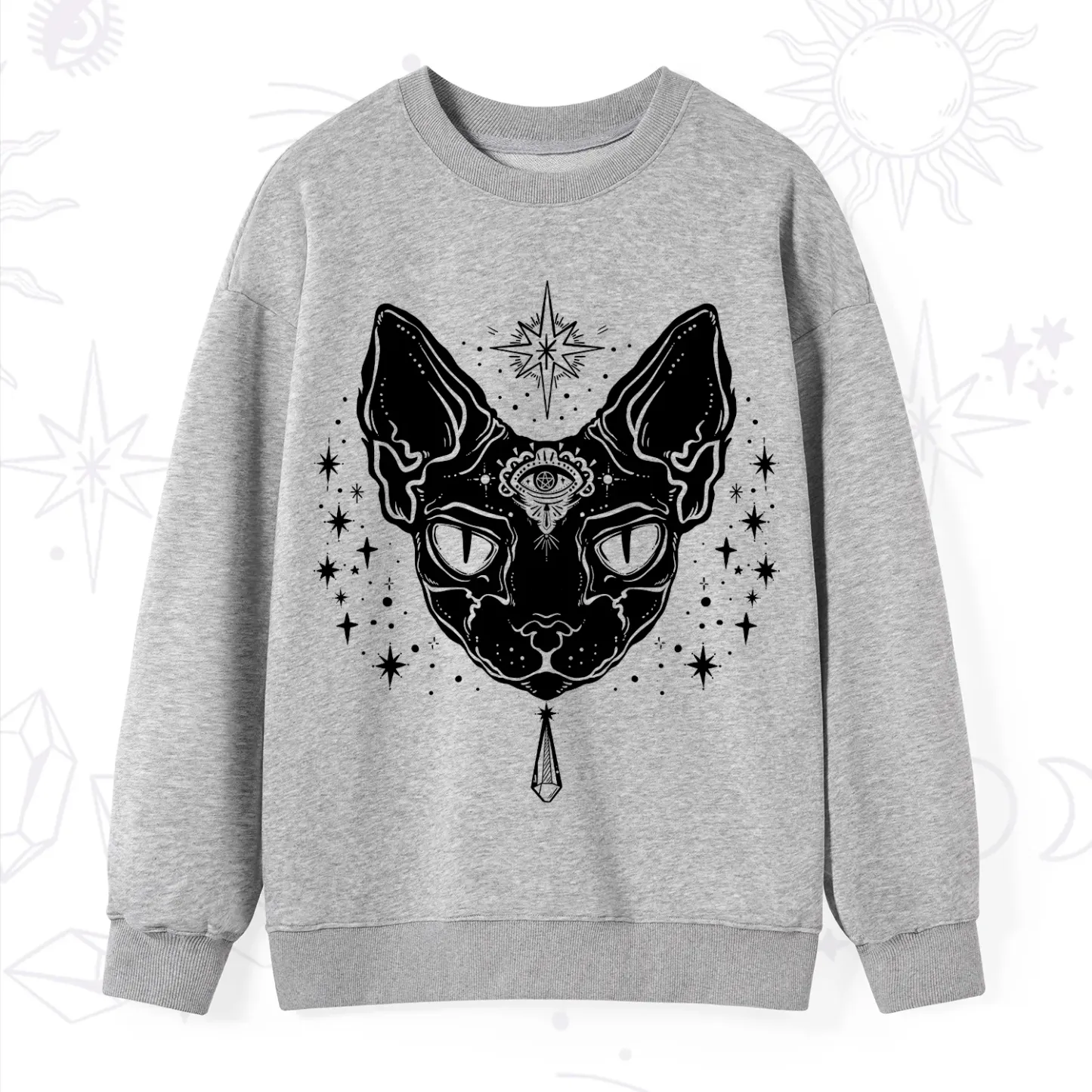 Purplehecate Three Eyed Sphynx Cat Sweatshirt
