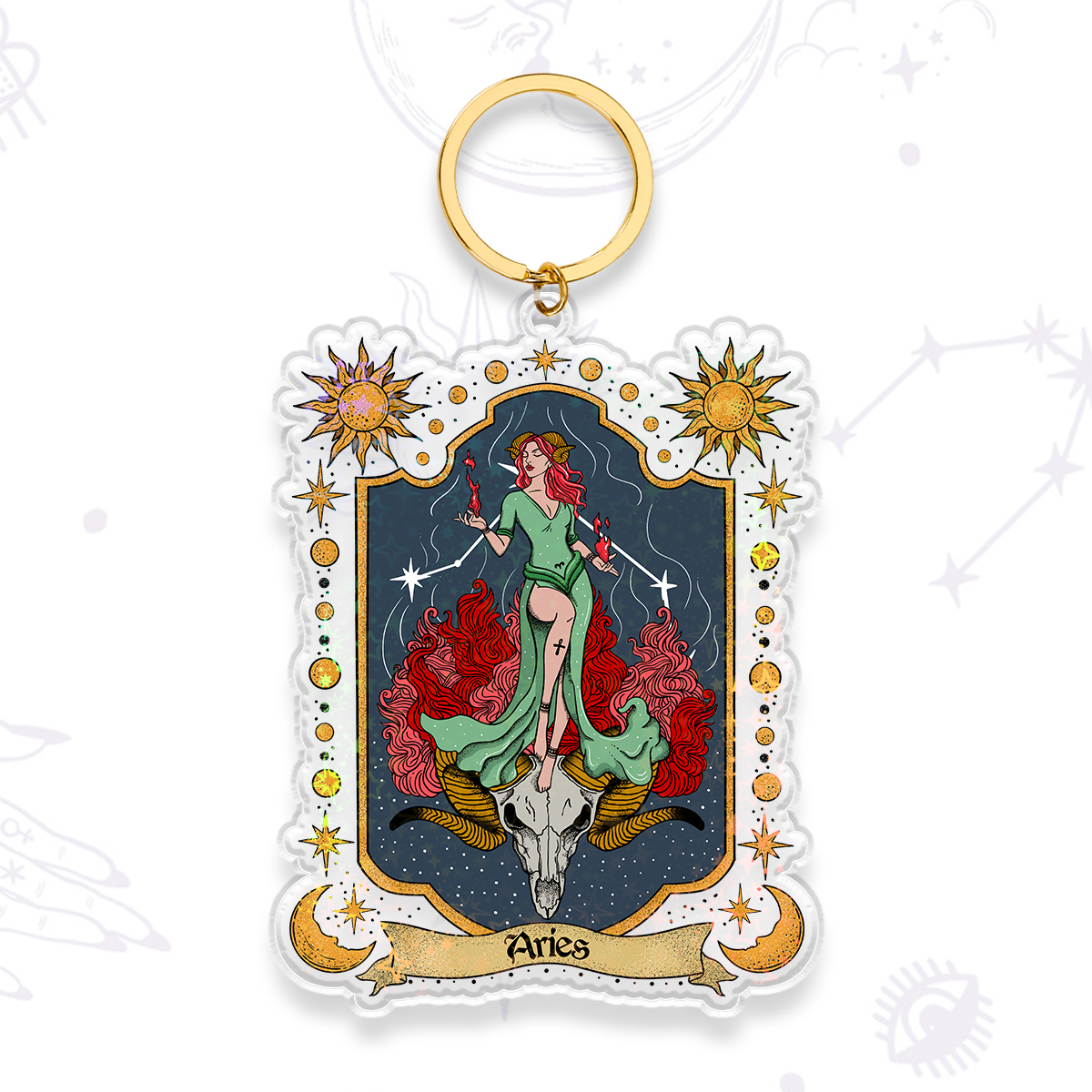 Magic Purplehecate Aries Zodiac Keychain
