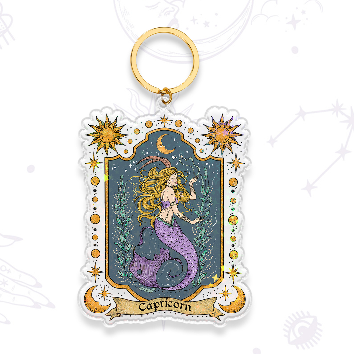 Magic Purplehecate Capricorn Zodiac Keychain