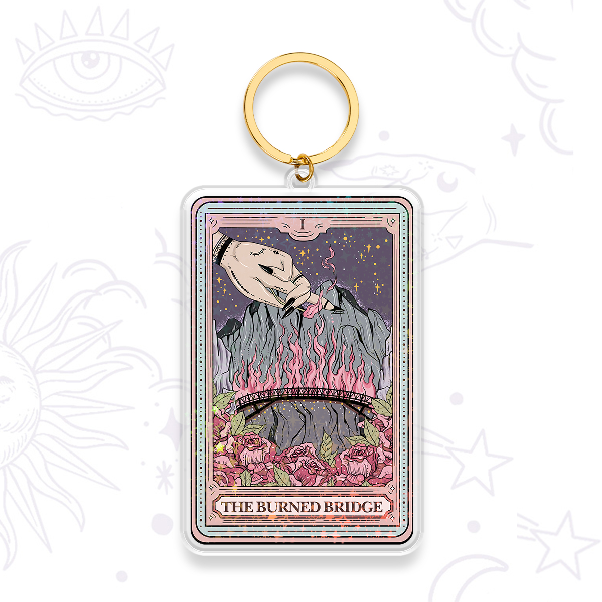 Purplehecate The Burned Bridge Tarot Keychain