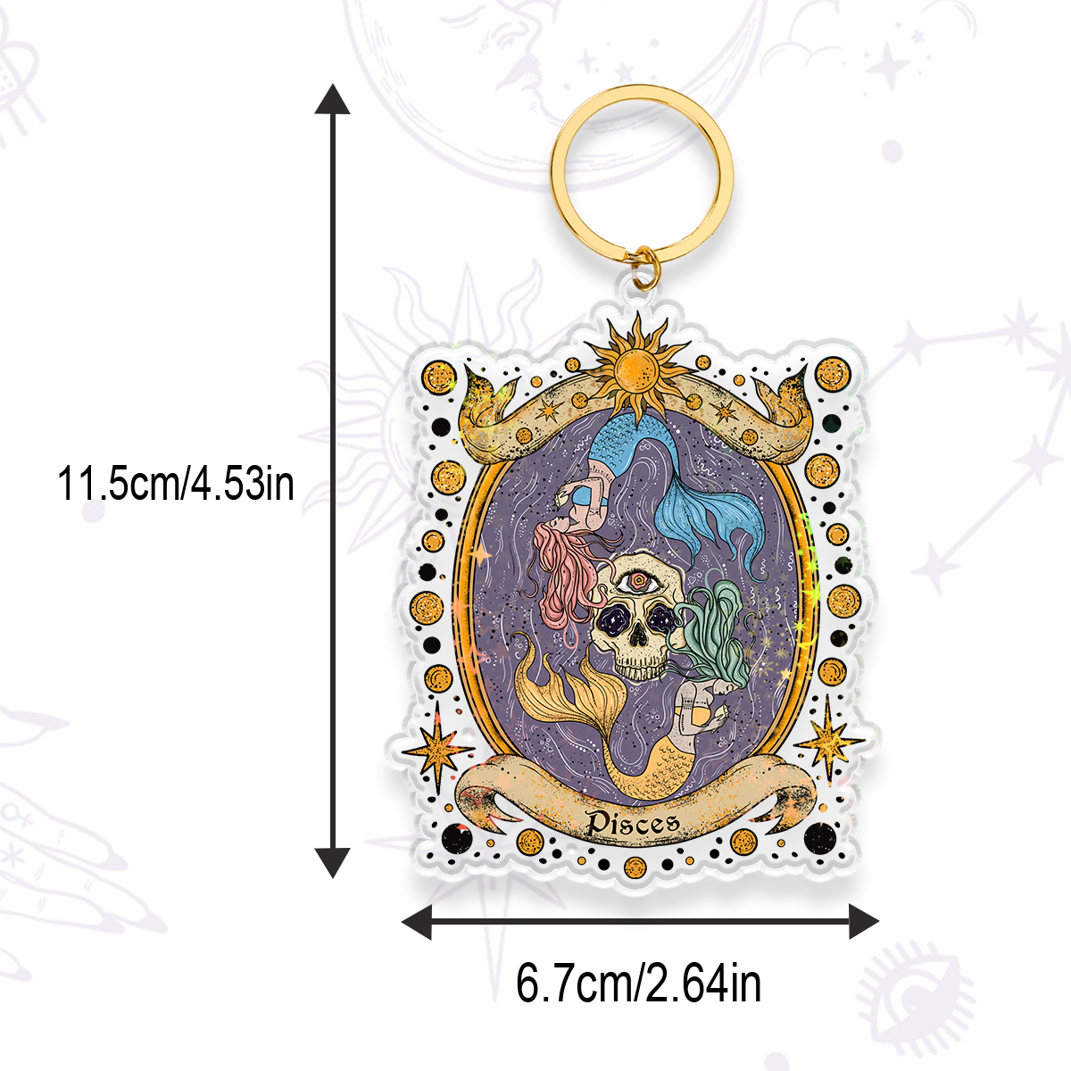 Purplehecate Celestial Pisces Zodiac Keychain