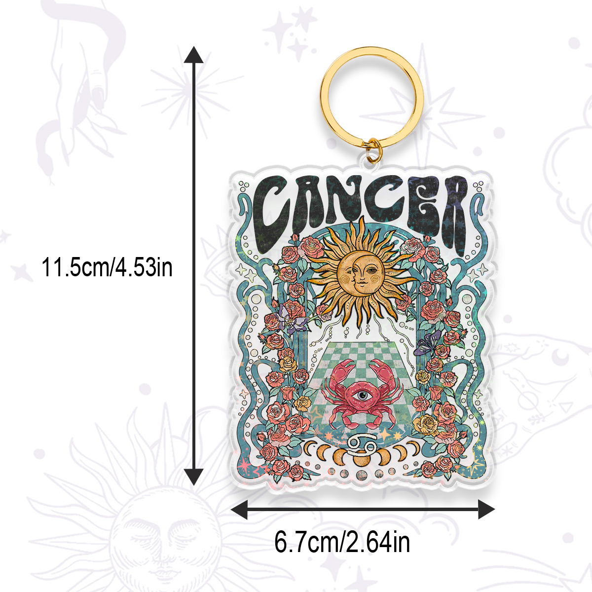 Purplehecate Cancer Spirit Zodiac Keychain