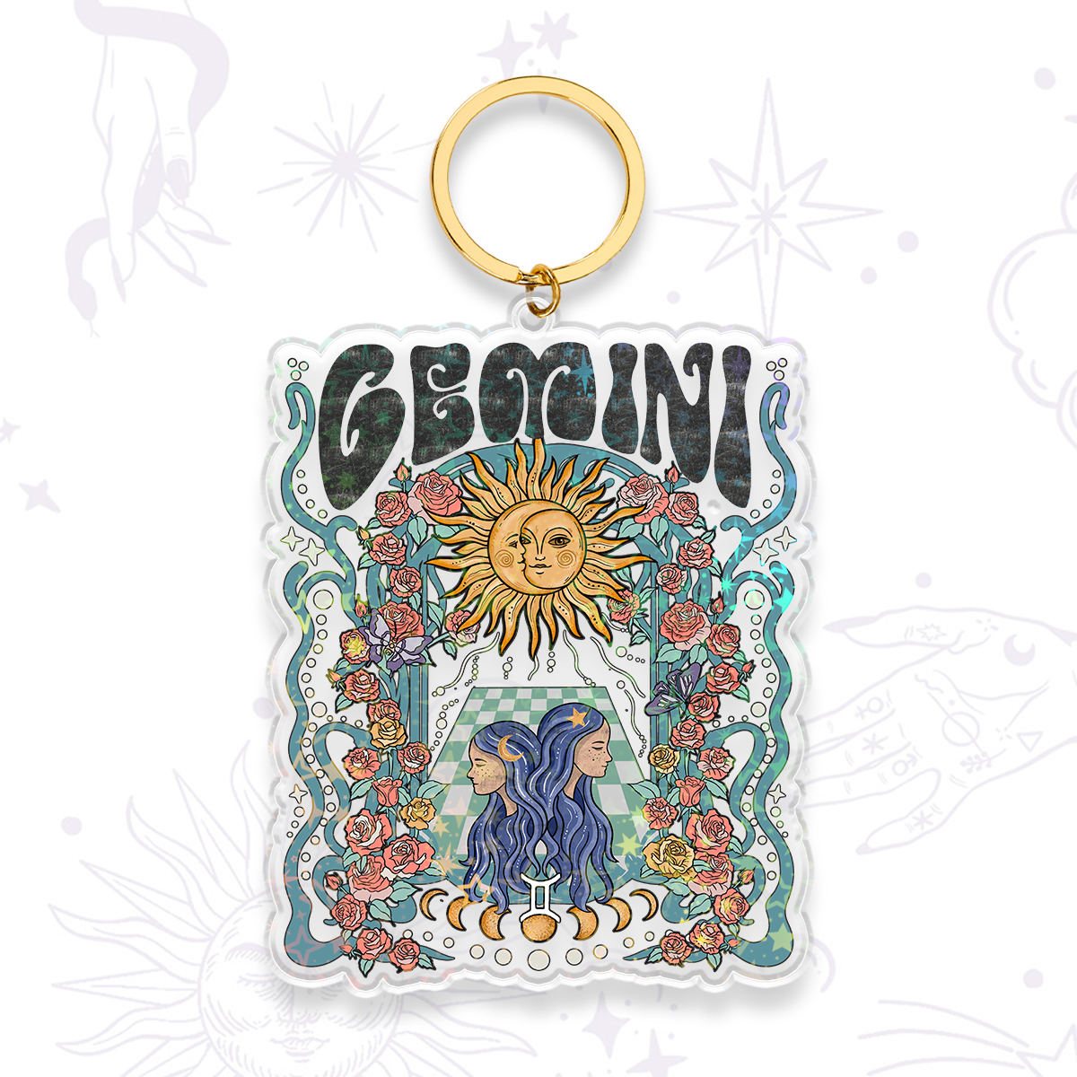 Magic Purplehecate Gemini Spirit Zodiac Keychain