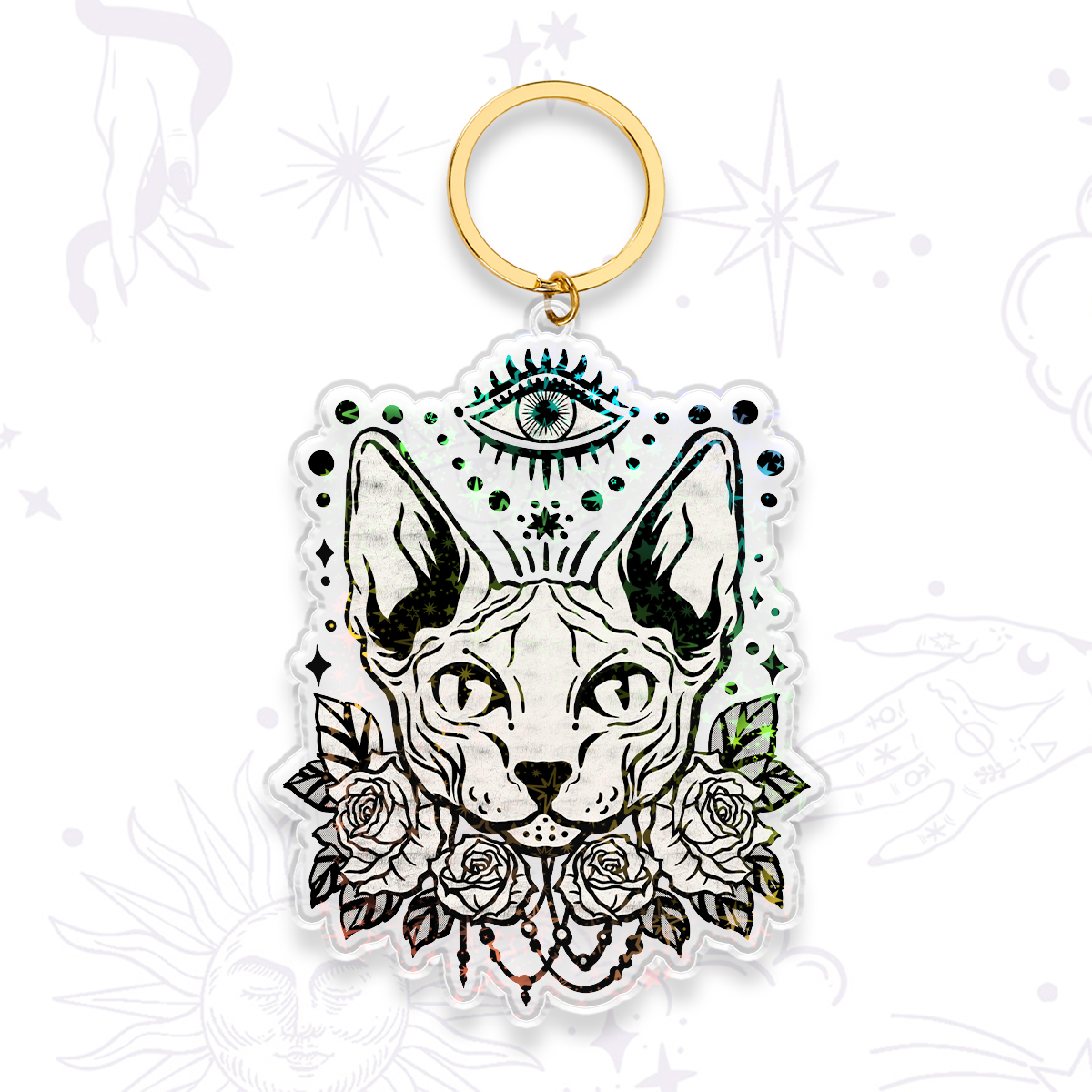 Purplehecate Mystical Cat Keychain