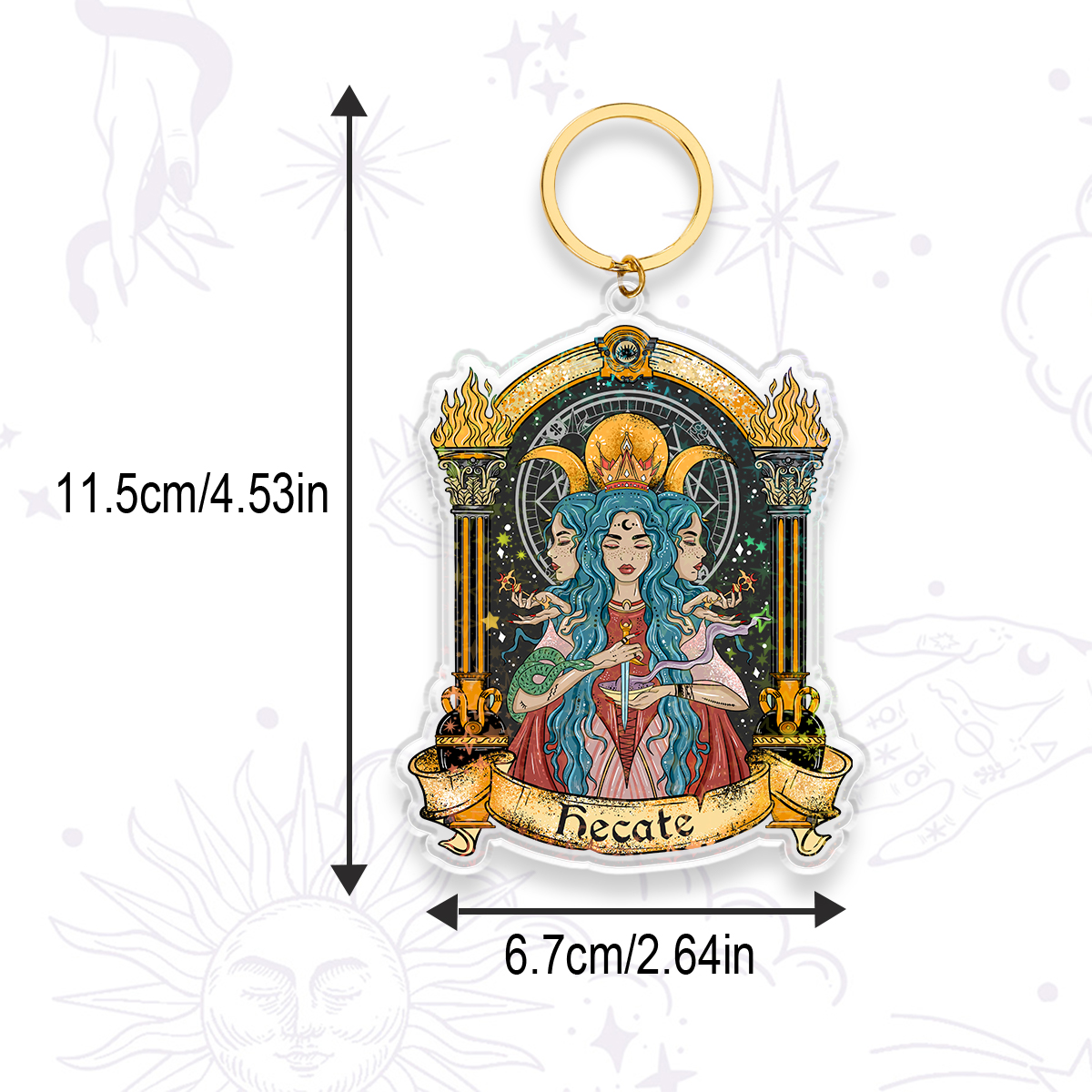 Purplehecate Triple Moon Goddess Hecate Keychain