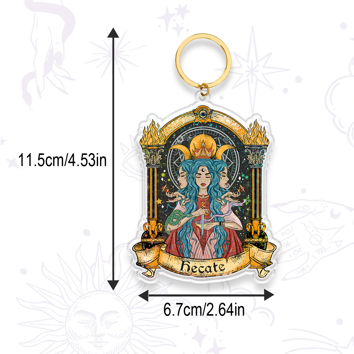 Purplehecate Triple Moon Goddess Hecate Keychain