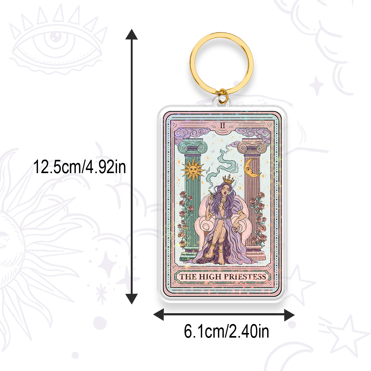 Purplehecate The High Priestess Tarot Card Keychain