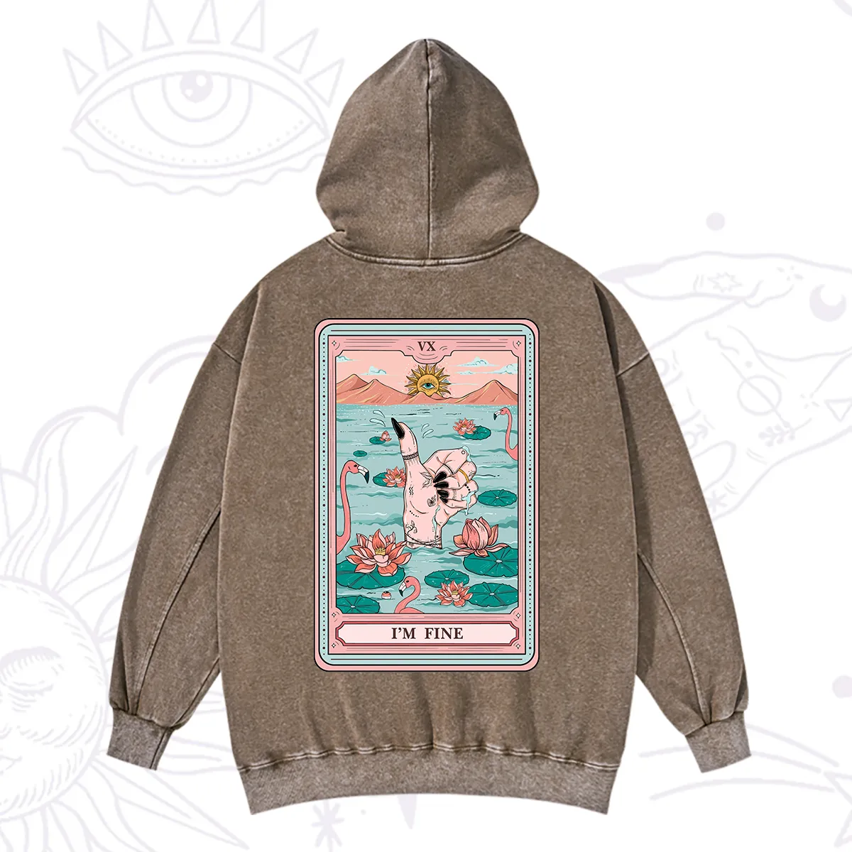 Purplehecate The I'm Fine Tarot Washed Hoodie