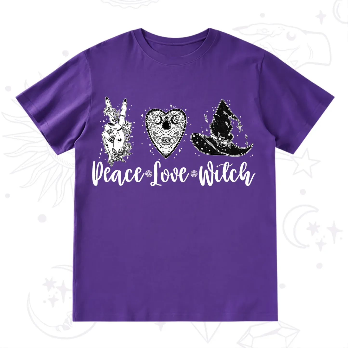 Purplehecate Peace Love Witch T-Shirt