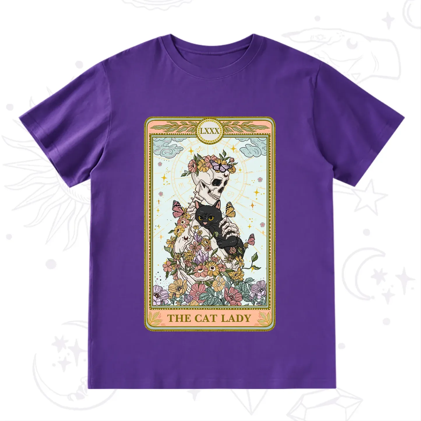 Purplehecate The Cat Lady Skeleton Tarot T-Shirt