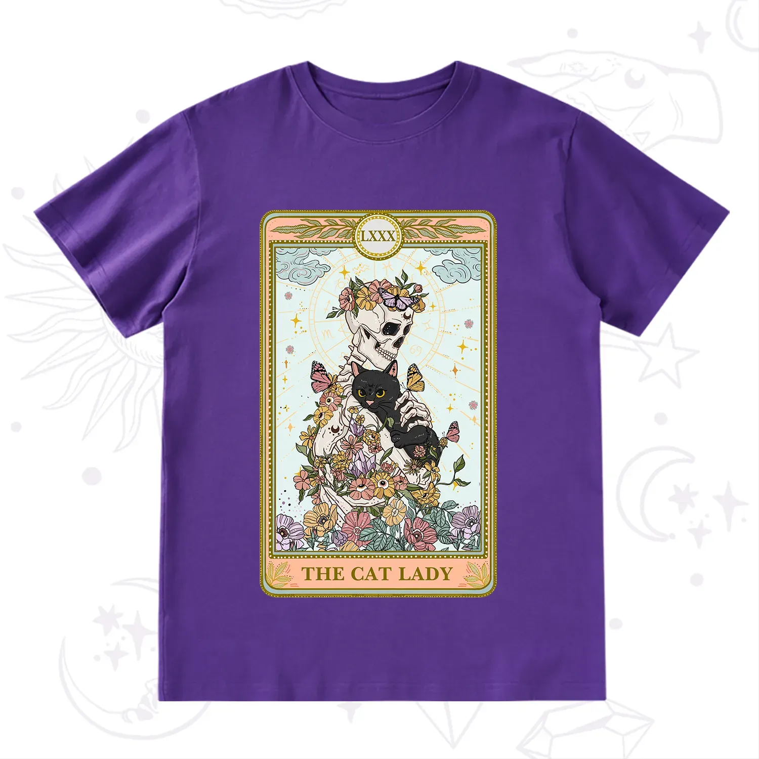 Purplehecate The Cat Lady Skeleton Tarot T-Shirt