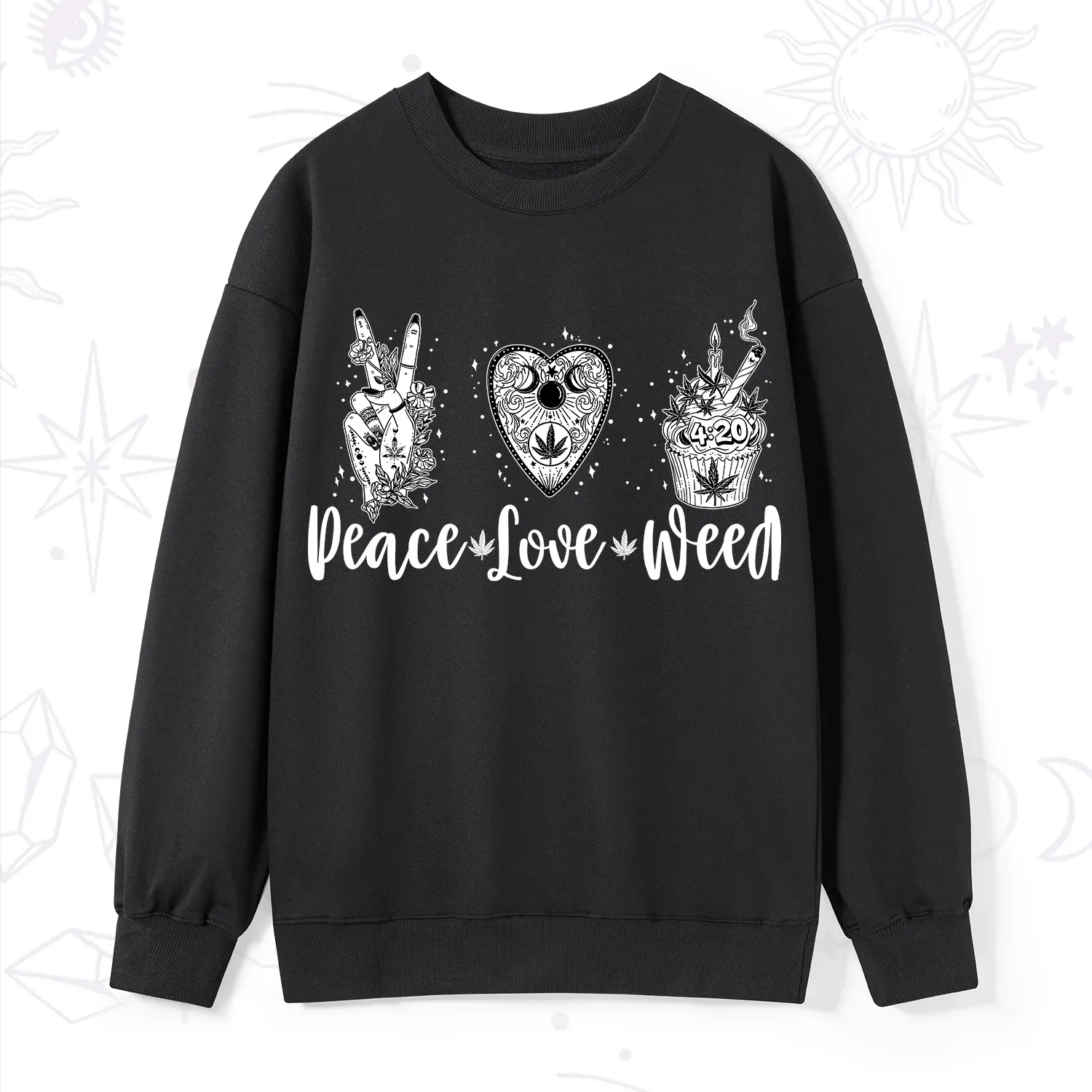 Purplehecate Peace Love Weed Sweatshirt