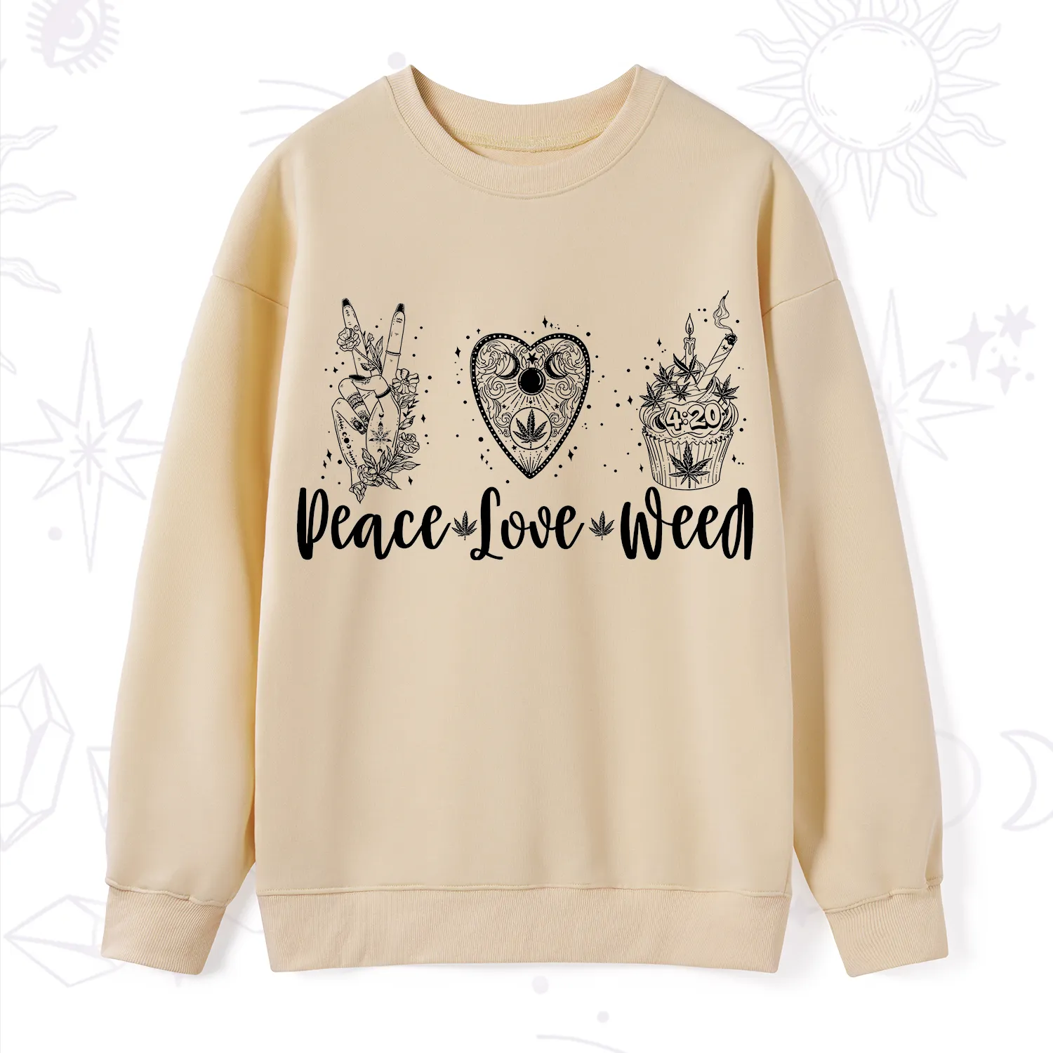 Purplehecate Peace Love Weed Sweatshirt