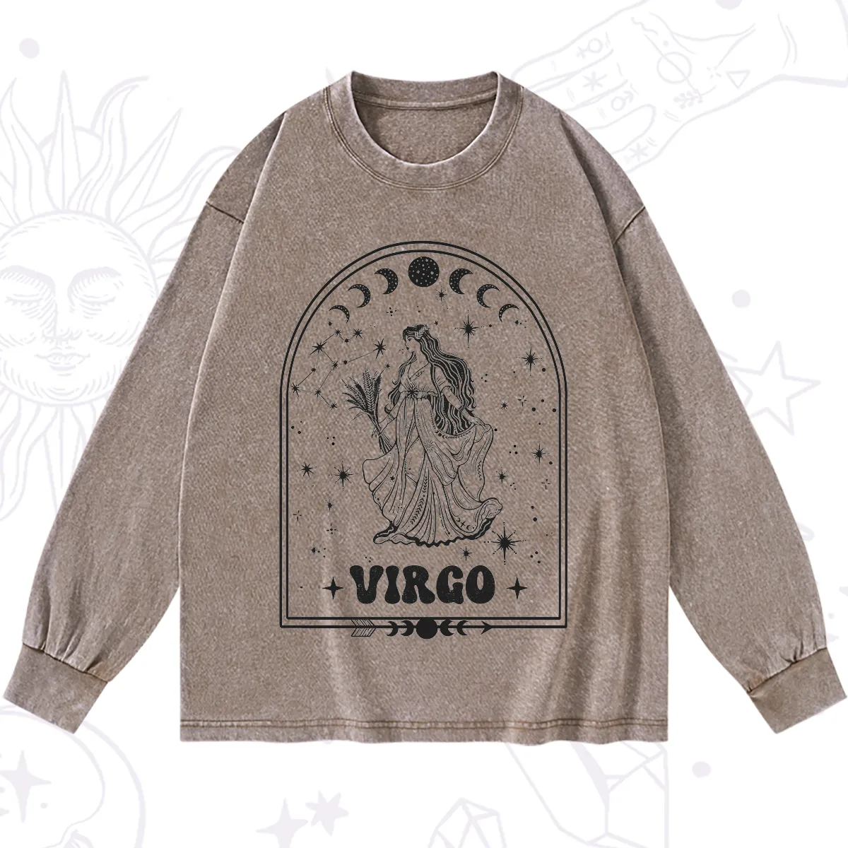 Purplehecate Zodiac Virgo Under the Stars Washed Long Sleeve Shirt