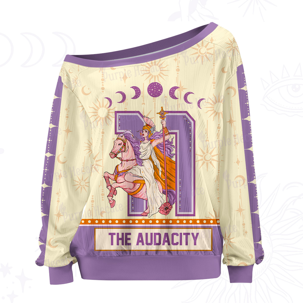 Purplehecate Arcana 11 The Audacity Off The Shoulder Graphic Jersey