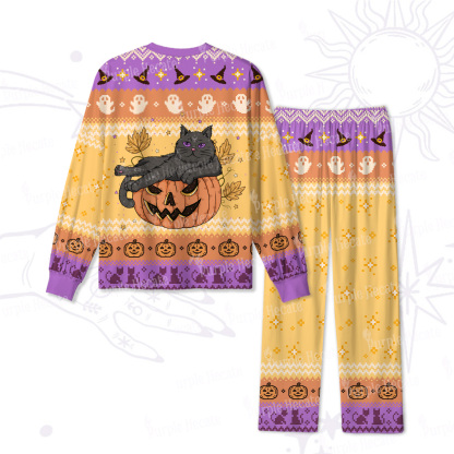 Purplehecate Pumpkin Throne of the Witch Cat Halloween Pajamas