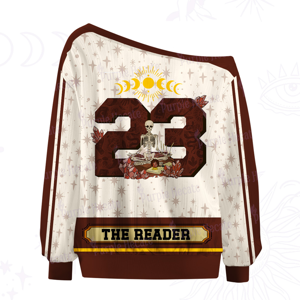 Purplehecate The Reader Guided by the Moon Off The Shoulder Graphic Jersey