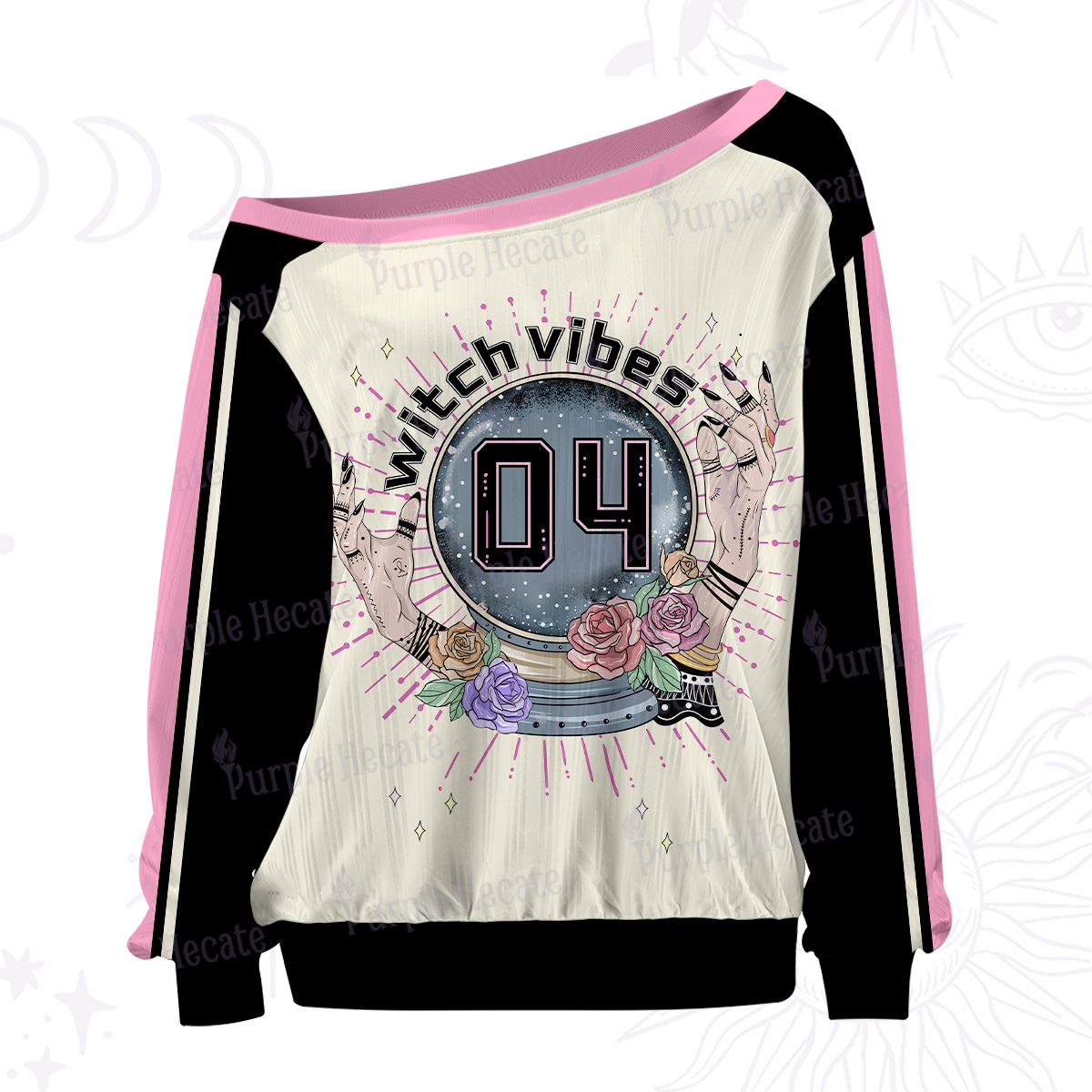 Purplehecate Witch Vibes Magic Off The Shoulder Graphic Jersey