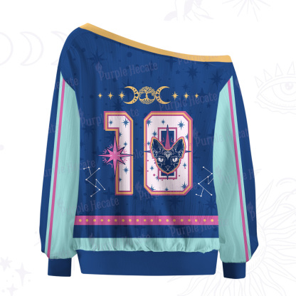 Purplehecate No.10 The Fortune Cat Off The Shoulder Graphic Jersey