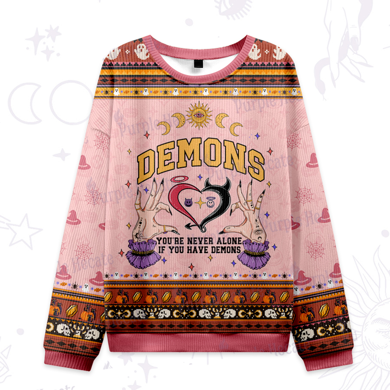 Purplehecate You're Never Alone If You Have Demons Ugly Halloween Sweatshirts