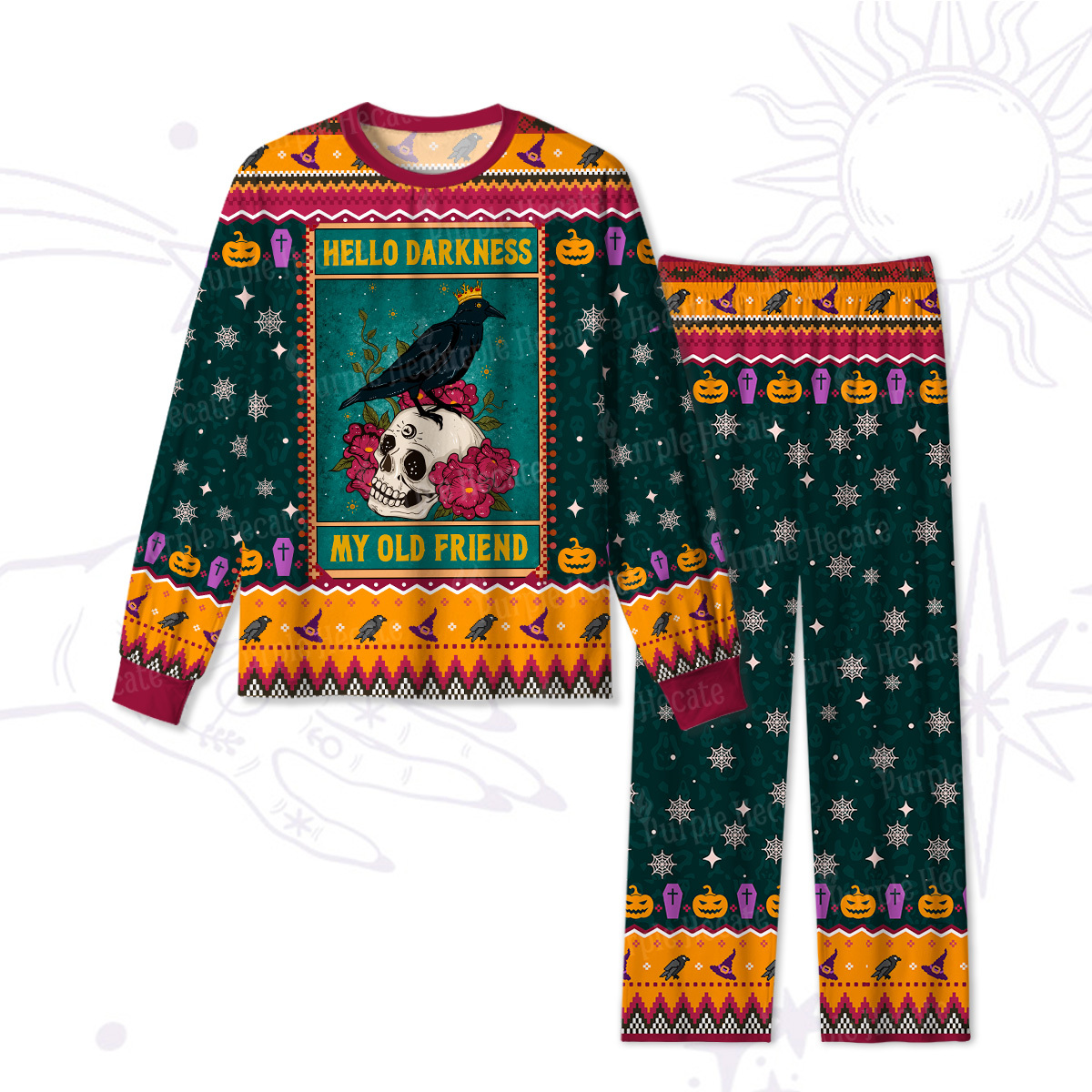 Purplehecate The Hello Darkness My Old Friend Oracle Card Halloween Pajamas