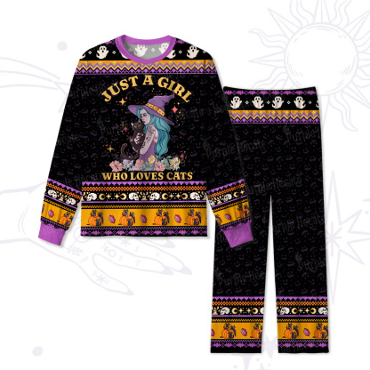 Purplehecate Just A Girl Who Loves Cats Halloween Pajamas