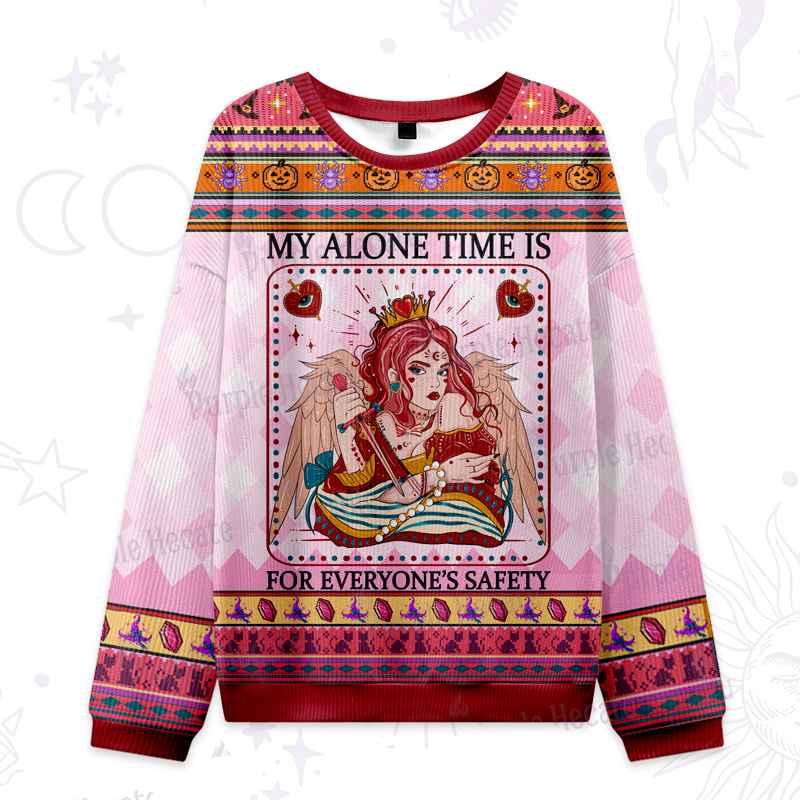 Purplehecate My Alone Time Is For Everyone's Safety Ugly Halloween Sweatshirts
