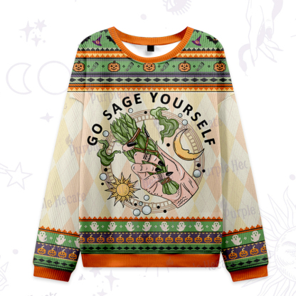 Purplehecate Go Sage Yourself Ugly Halloween Sweatshirts