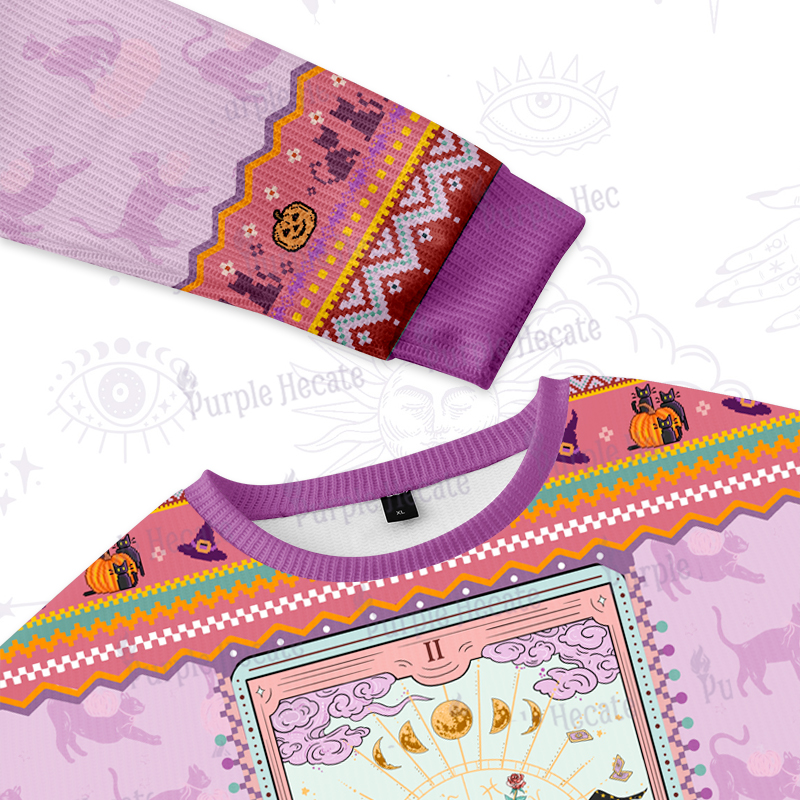 Purplehecate The Cat Witch Mom Tarot Ugly Halloween Sweatshirts