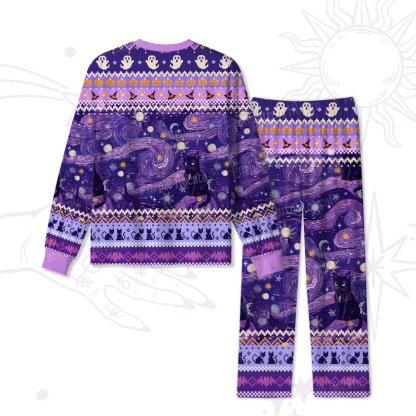 Purplehecate Mystic Cat Beneath the Cosmic Veil Halloween Pajamas