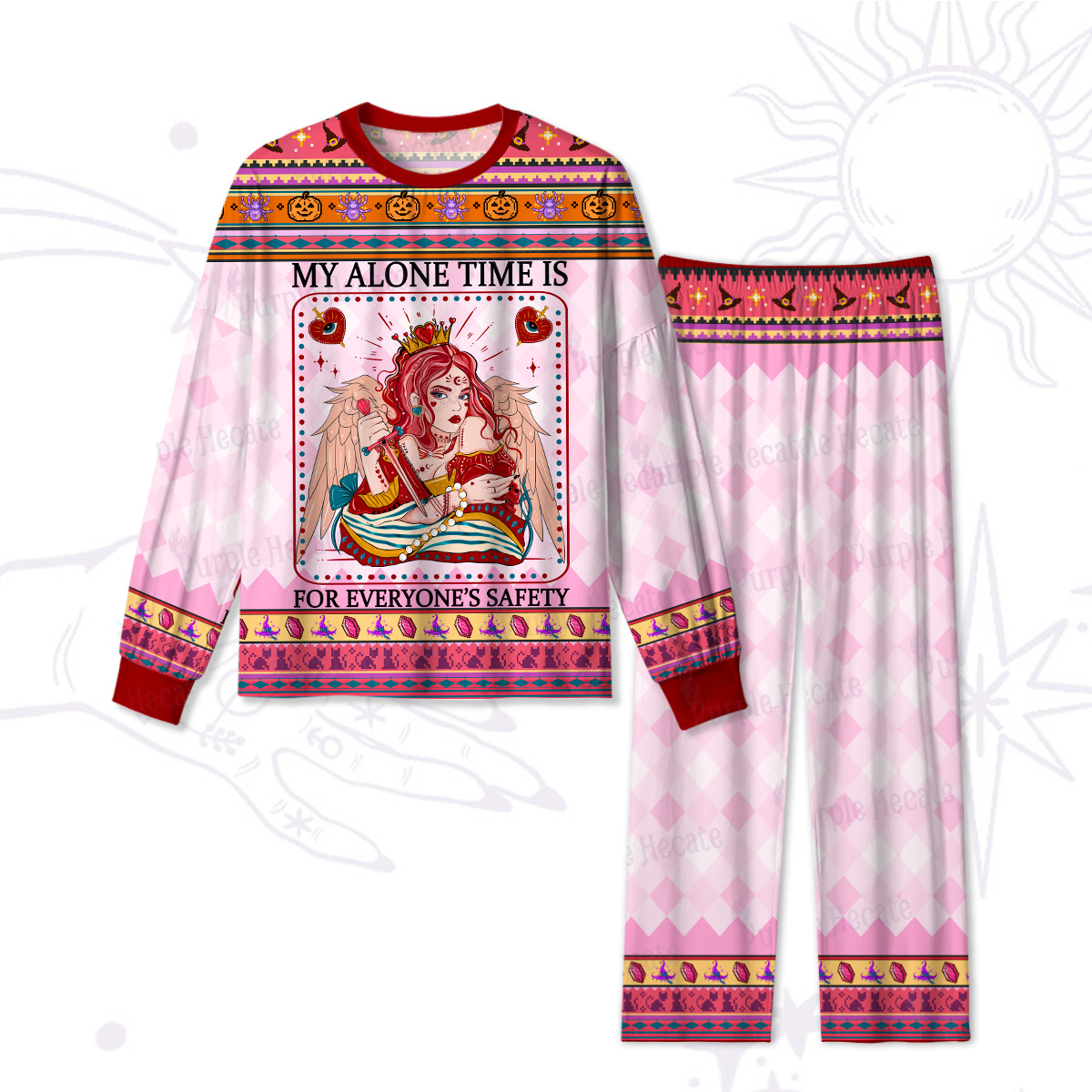 Purplehecate My Alone Time Is For Everyone's Safety Halloween Pajamas