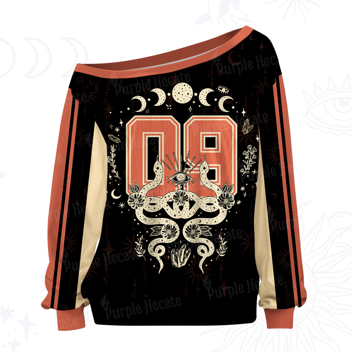 Purplehecate Lunar Serpent Alchemy Off The Shoulder Graphic Jersey