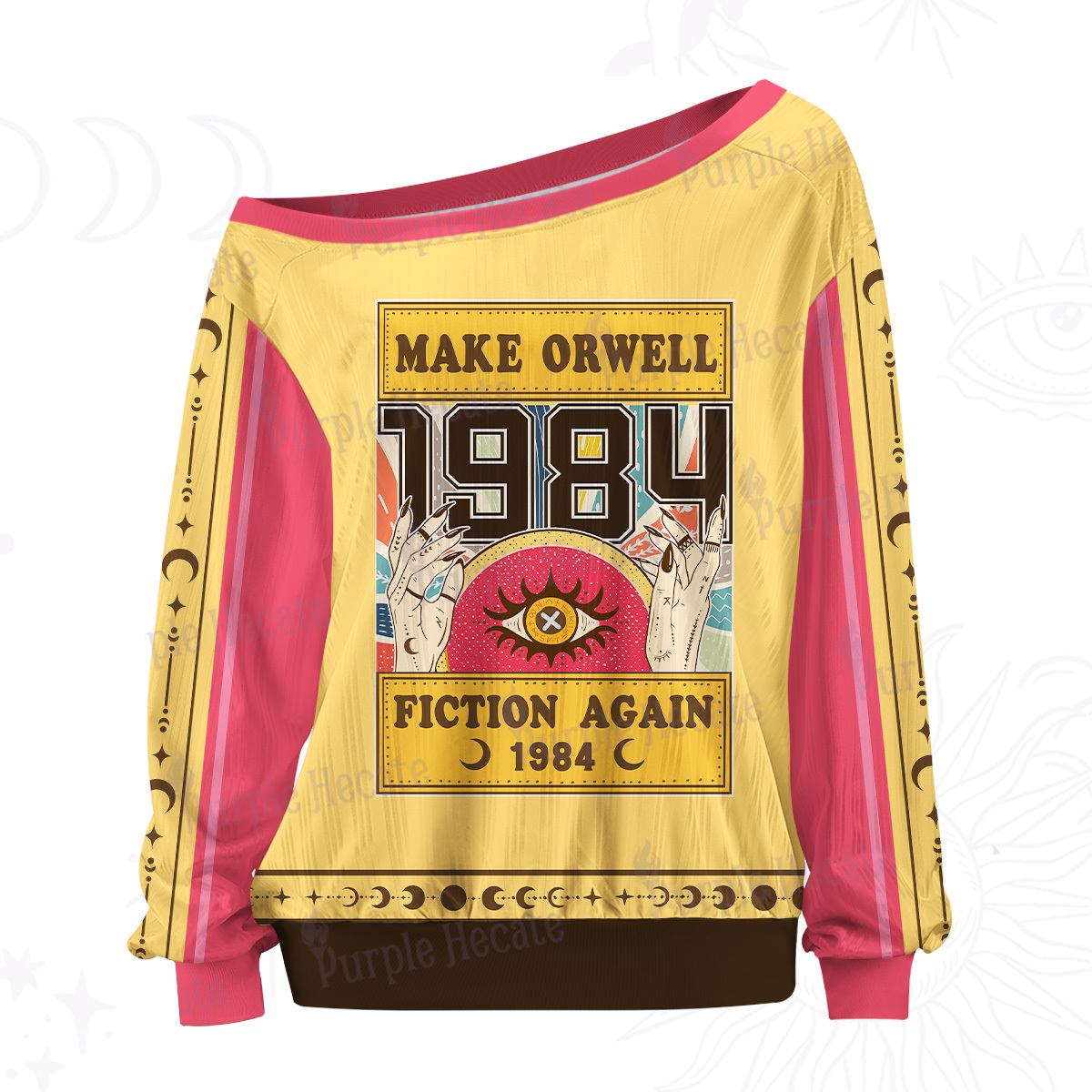 Purplehecate Make 1984 Fiction Again Off The Shoulder Graphic Jersey